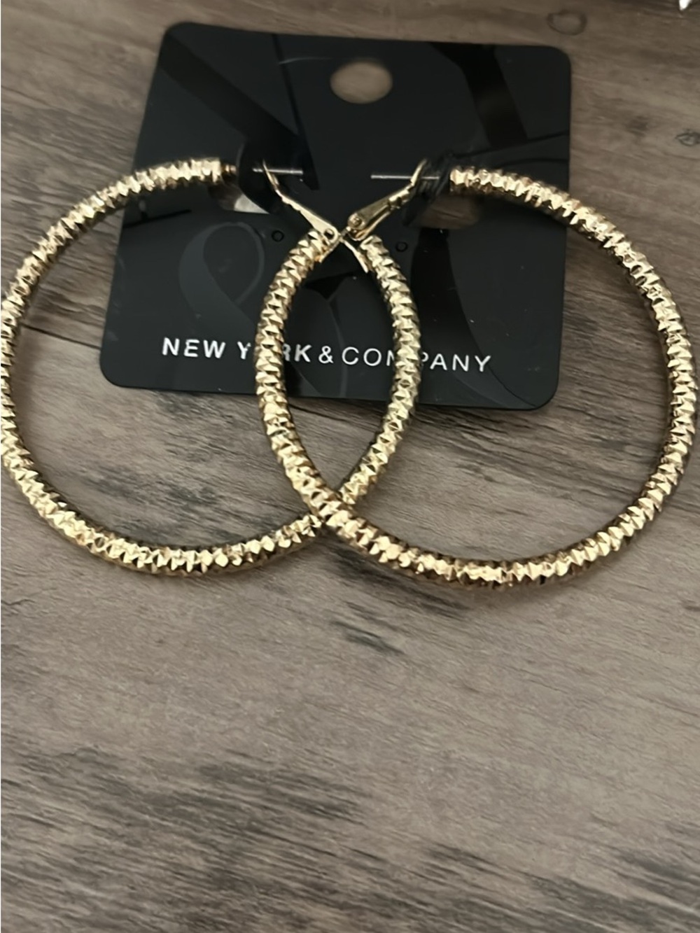 New York & Company Faceted Gold Hoop Earrings